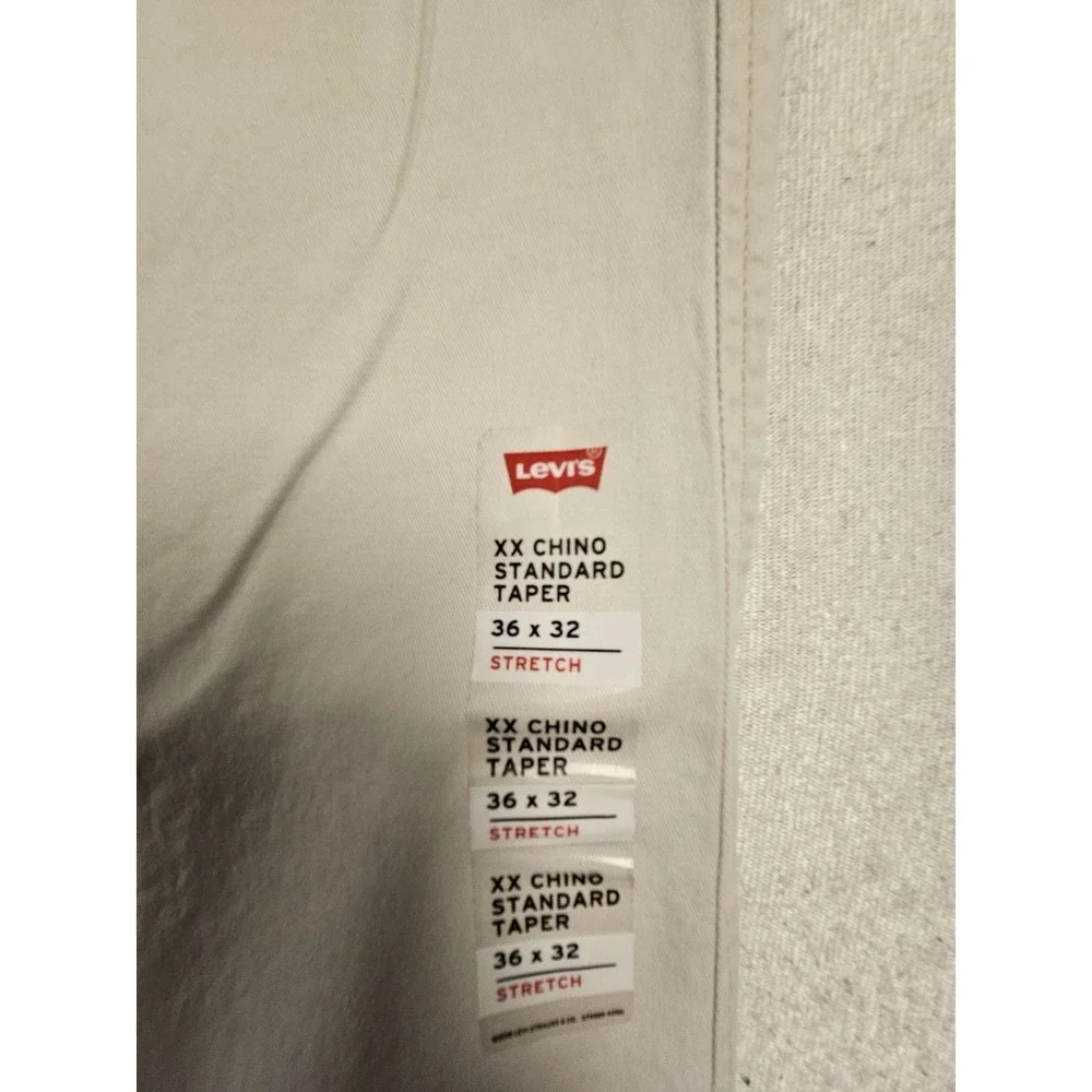 Levis XX Chino‎ Standard Taper Pants Mens 36x32 Beige Tan Stretch Twill New